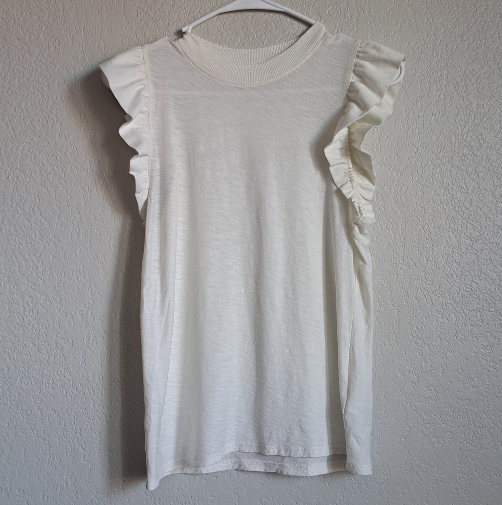 Nation LTD Cream Off White Ruffle Sleeve Tank Top Blouse Size XS